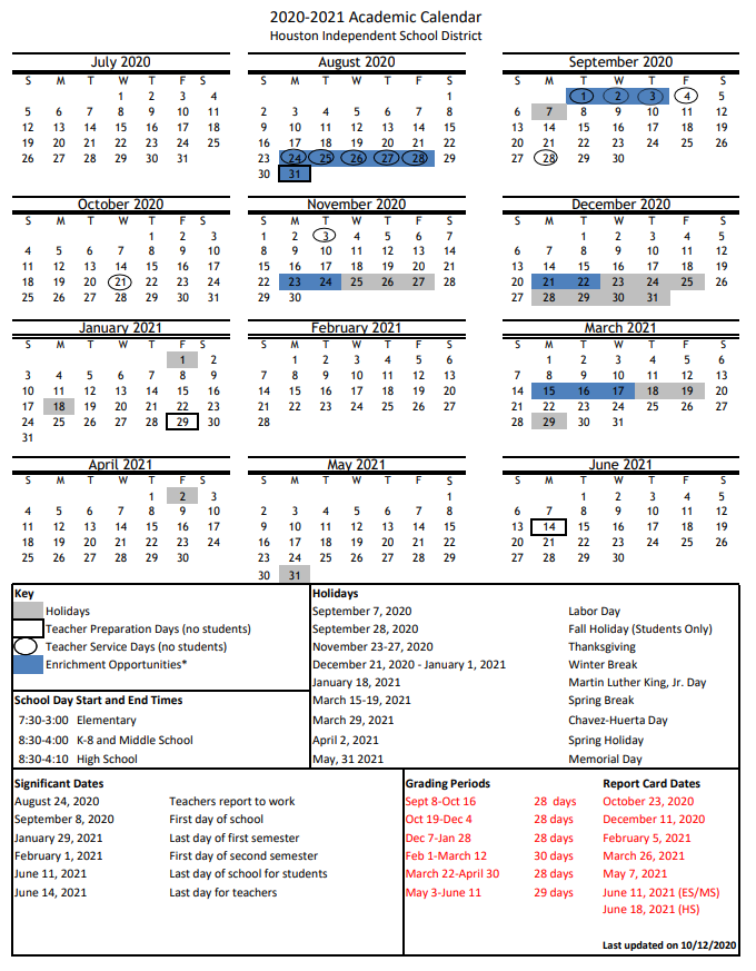 2021 2022 Hisd Calendar