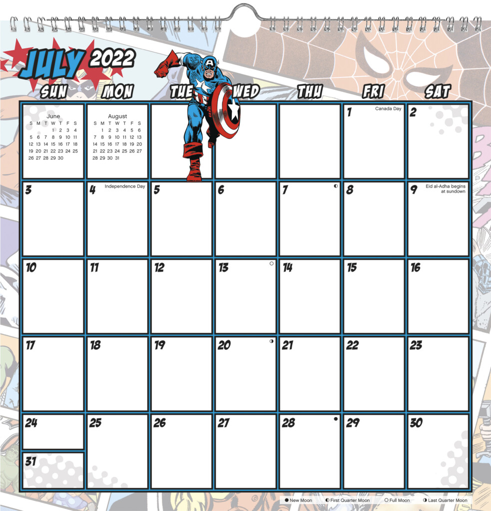 2022 2023 Marvel Comics Academic Spiral Wall Calendar July 2022 June 