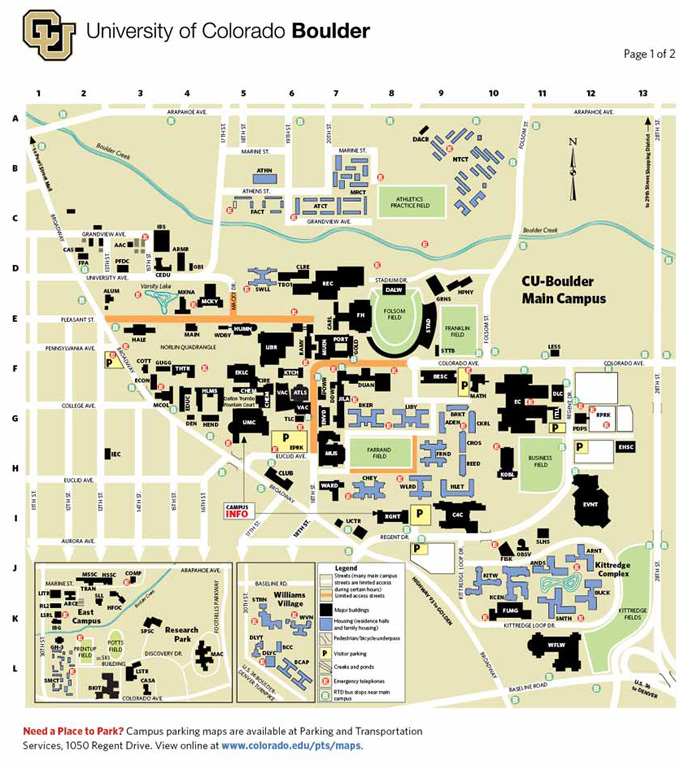 Campus Map University Catalog 2016 2017 University Of Colorado Boulder