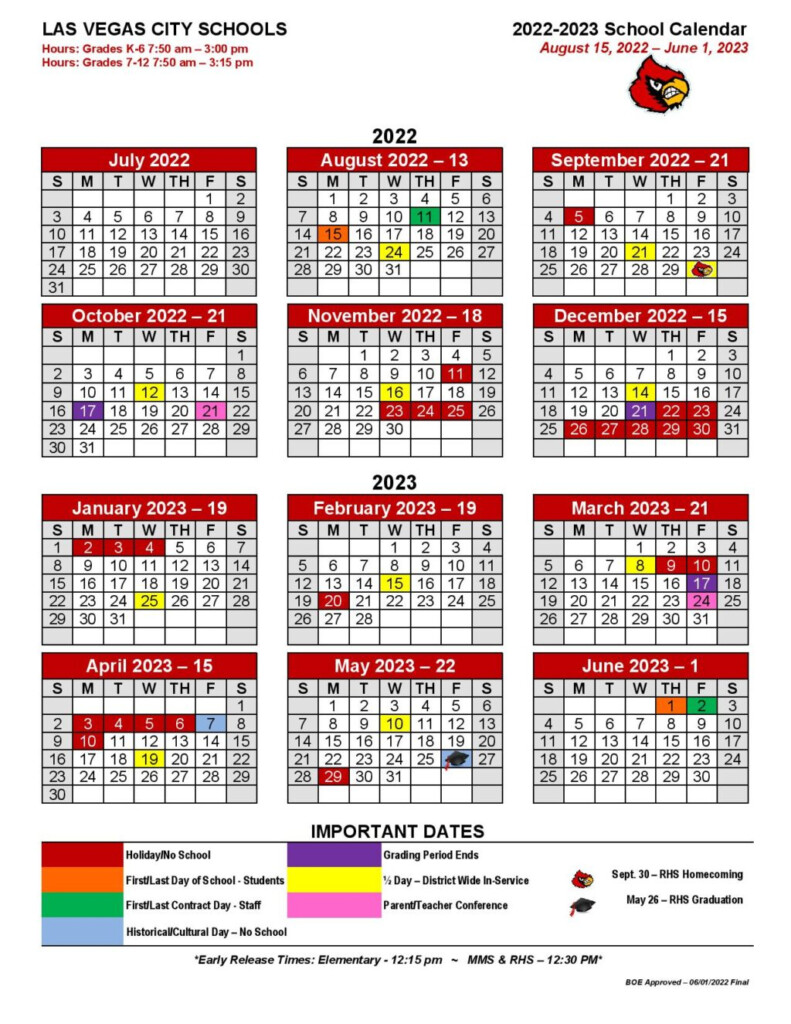 Las Vegas City Public Schools Calendar Holidays 2022 2023