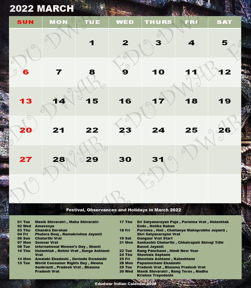 Marathi Calendar 2022 March December 2022 Calendar