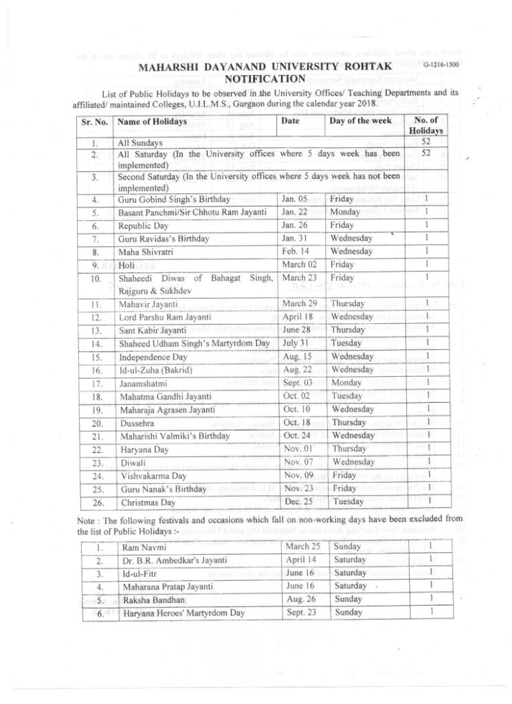 Ambedkar University Delhi Academic Calendar