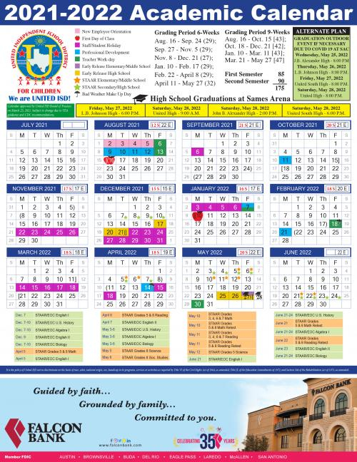 United High School District Calendar