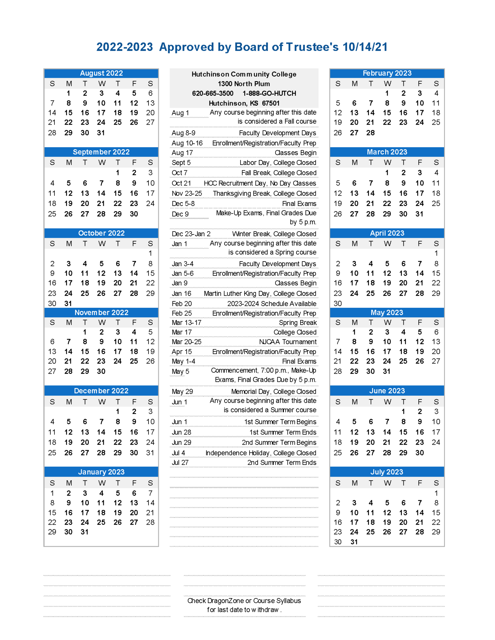 University Of Washington Academic Calendar 2022 2023 Free Printable 