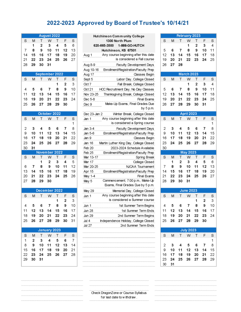 Washington University Academic Calendar Spring 2023