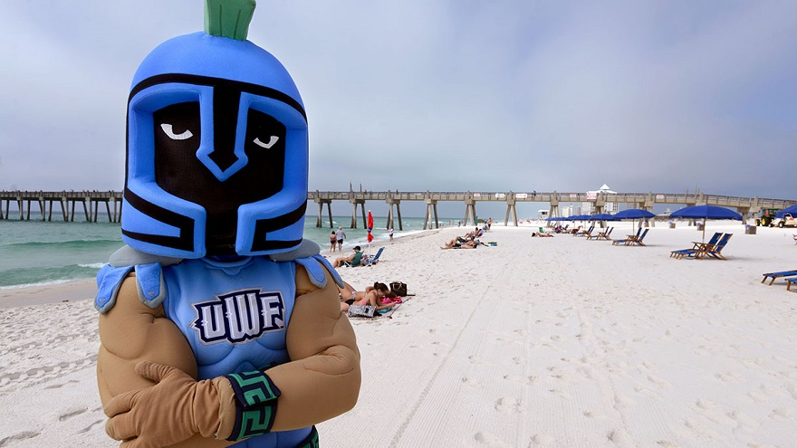 UWF Mascot Argie Stands At Pensacola Beach