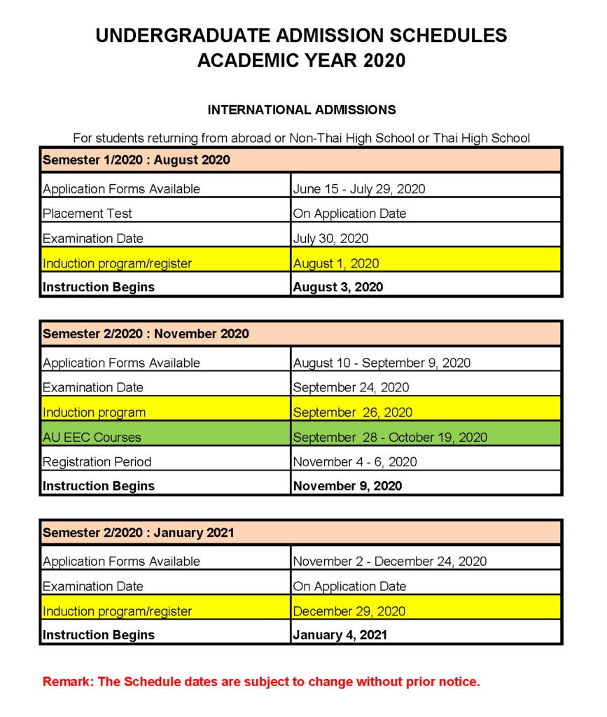 Assumption University Academic Calendar 2023