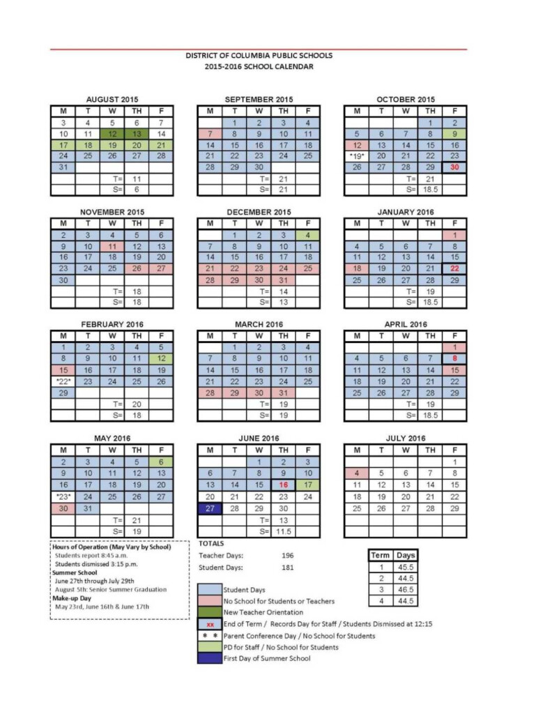 Dc Public Schools Academic Calendar
