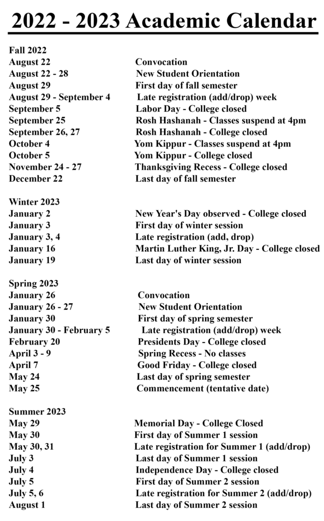 York College Of Pa Academic Calendar 2023 Academiccalendars net