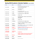 March 26 Spring 2020 Academic Calendar Updates MEC COVID 19 Response