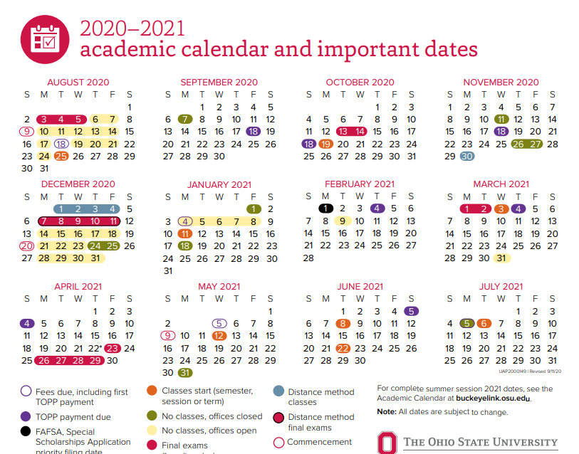 Ohio State Academic Calendar Fall 2023