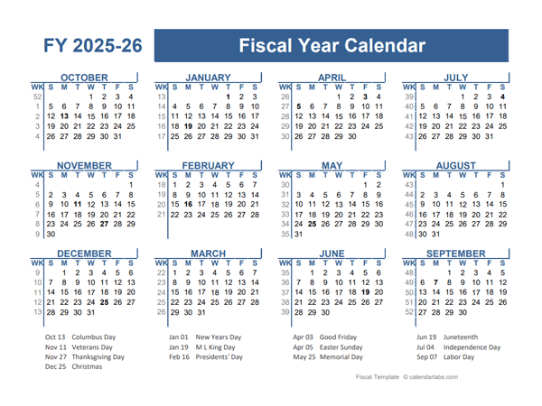 2025 2026 Fiscal Planner US Free Printable Templates