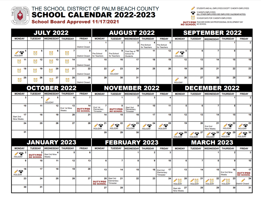 2025 2026 School Year Calendar For Palm Beach County Schools 