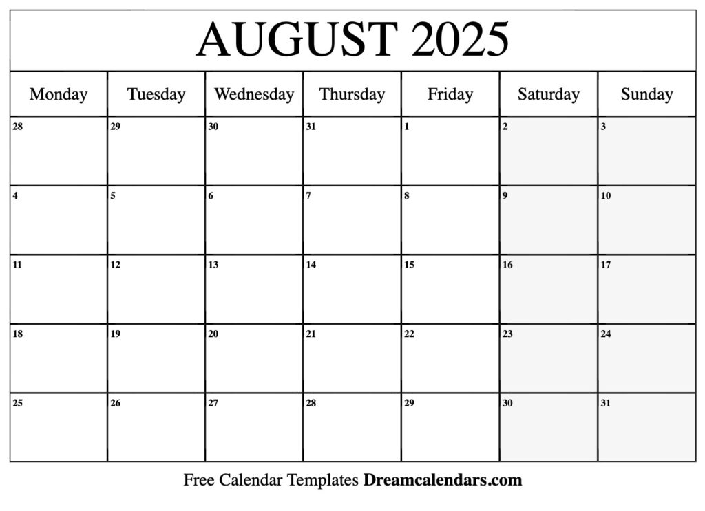 2025 August Calendar Free Printable Images Printable Eddie Gwennie