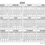 2025 Blank Yearly Calendar Landscape Free Printable Templates