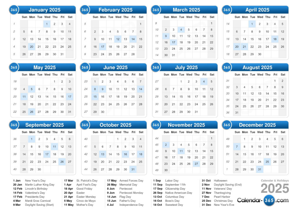 2025 Calendar