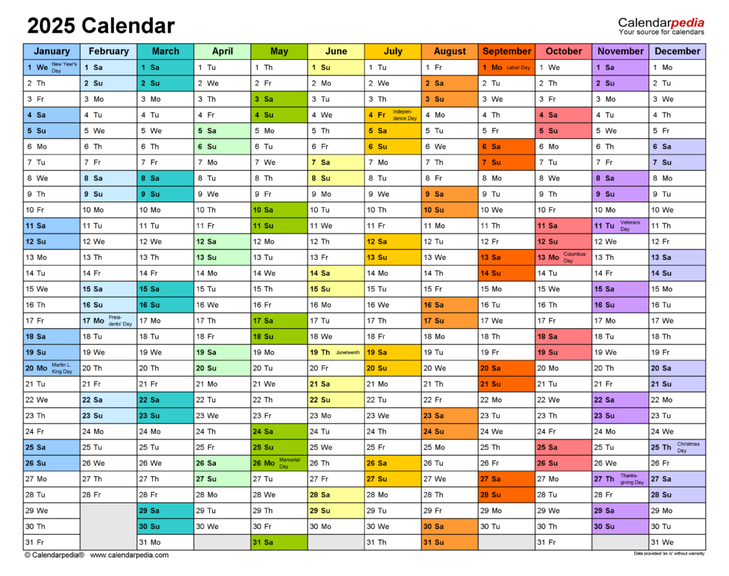 2025 Calendar Free Printable PDF Templates Calendarpedia