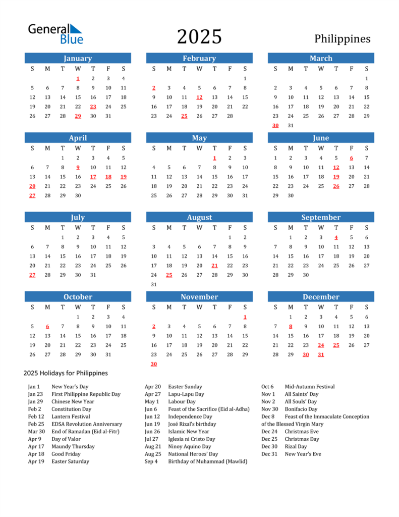 2025 Calendar Philippines With Holidays A Comprehensive Guide 