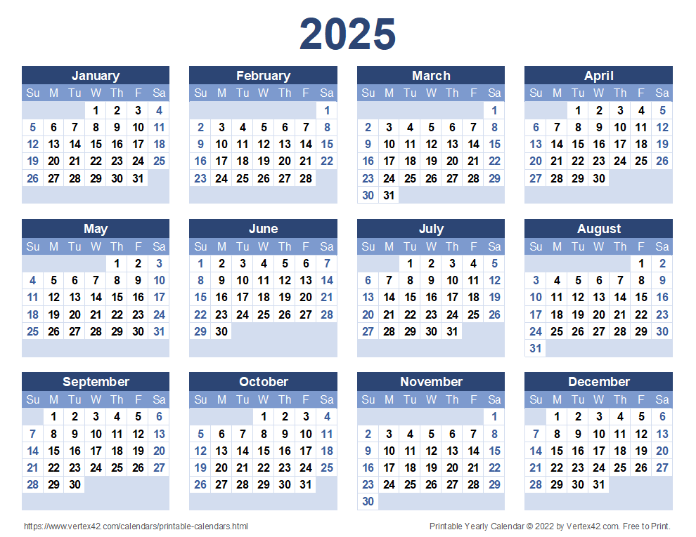 2025 Calendar Printable Customize And Print