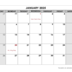 2025 Calendar Printable Monthly With Holidays Free Daryl Emiline