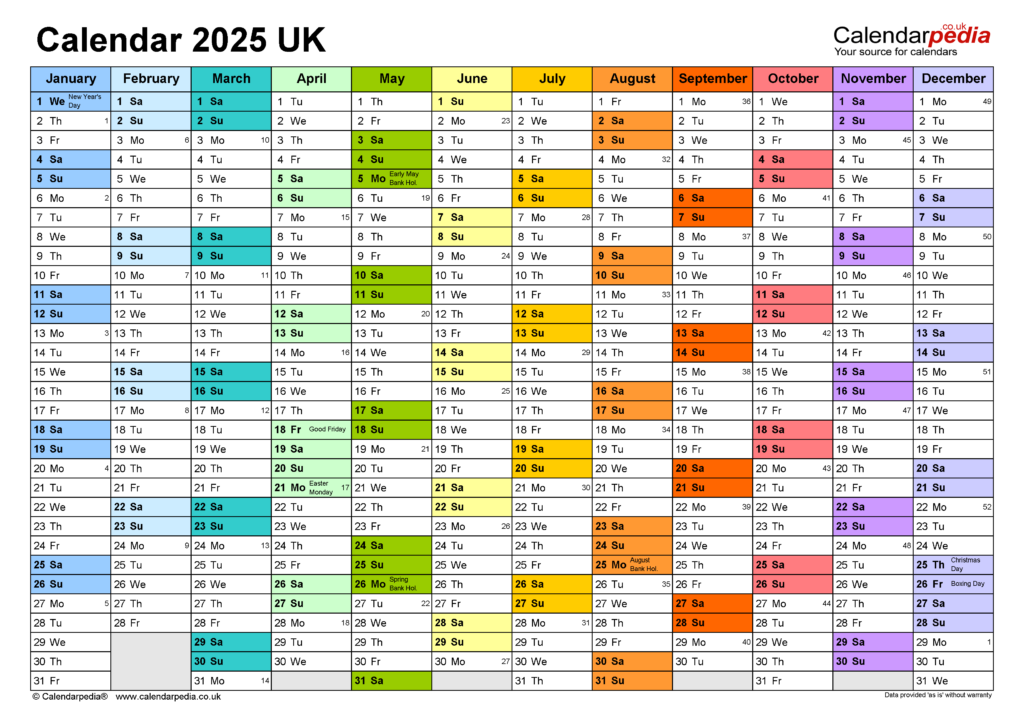 2025 Calendar UK Free Printable Plan Your Year With Ease Calendar 