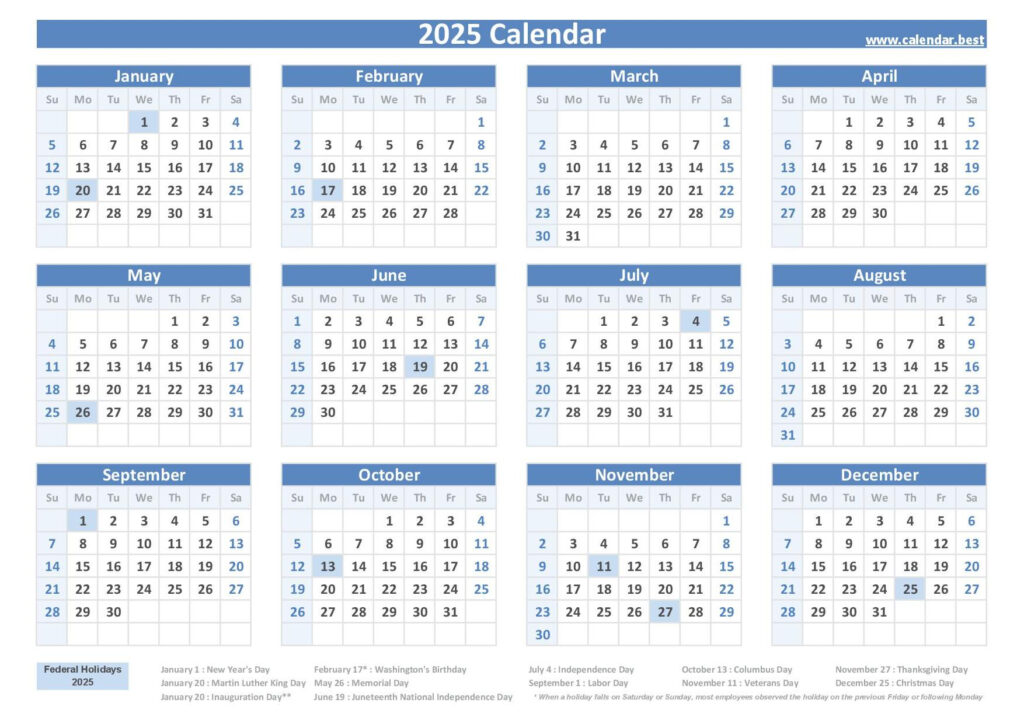 2025 California State Holiday Calendar Printable Mindy Teirtza