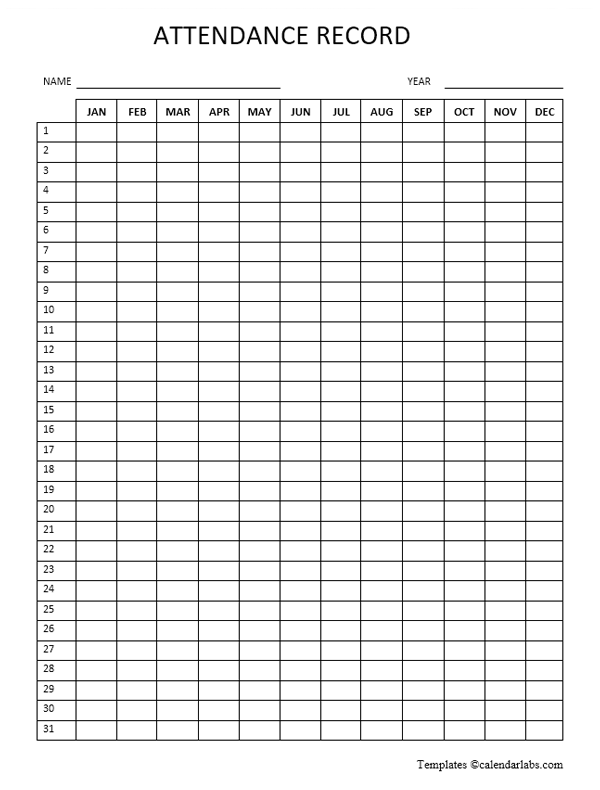 2025 Employee Attendance Calendar Printable Free Word Template Tiffi 