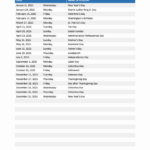 2025 EY US Holiday Calendar Excel Calendar 2025 Download