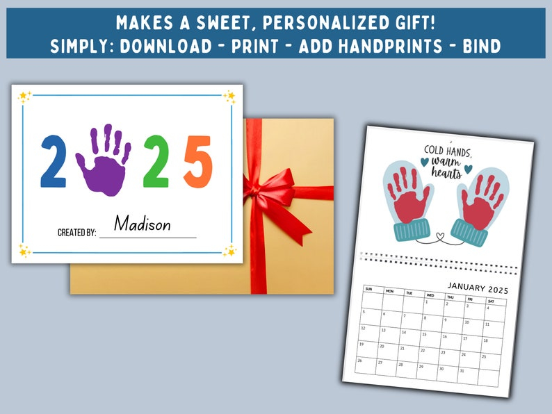 2025 Handprint Calendar Printable Handprint Craft Handprint Keepsake 