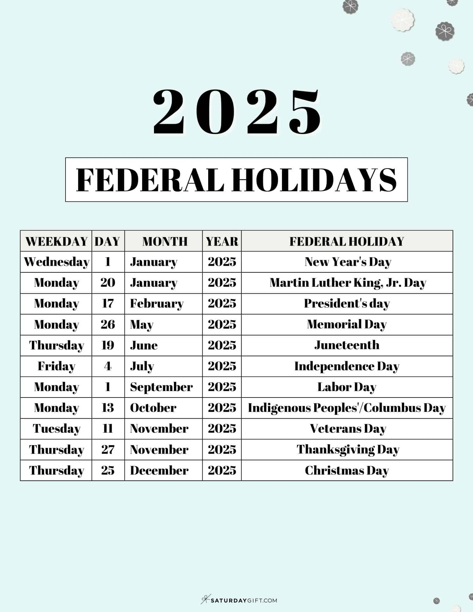 2025 Holiday Calendar List Pdf 2021 Adah Kylila