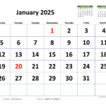 2025 January Calendar Big Numbers 2025 December Ruby Willie