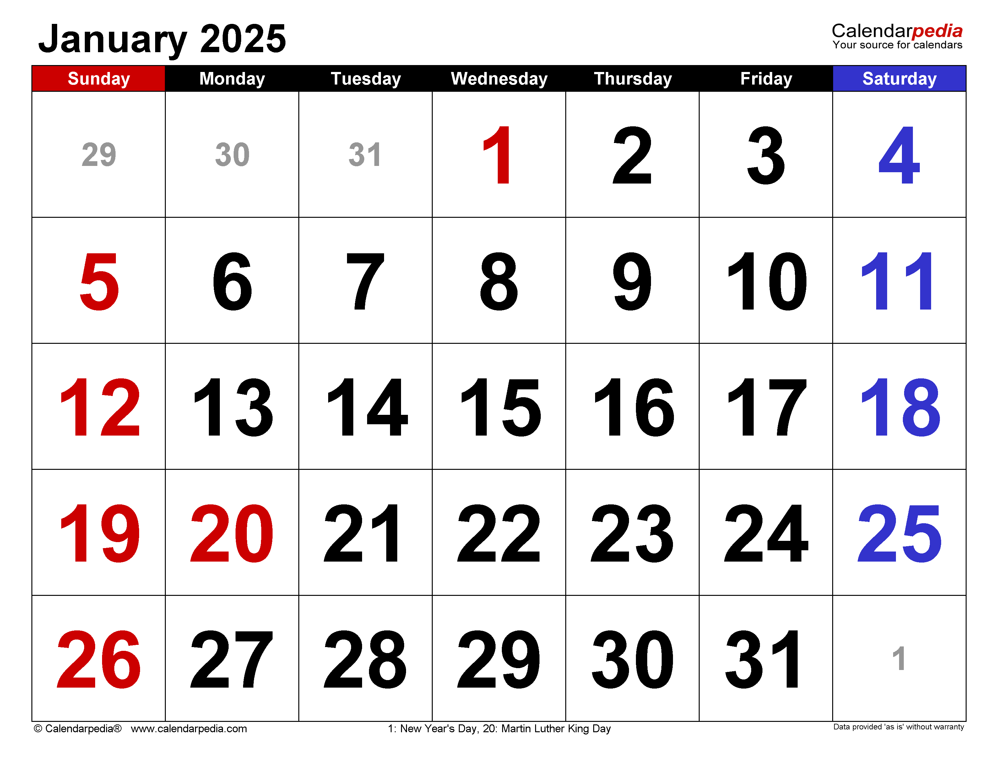 2025 January PDF Calendar A Comprehensive Guide Editable Calendar