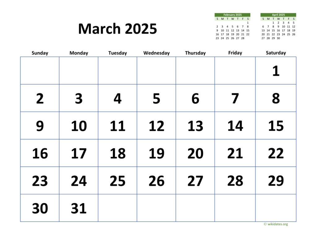 2025 March Calendar