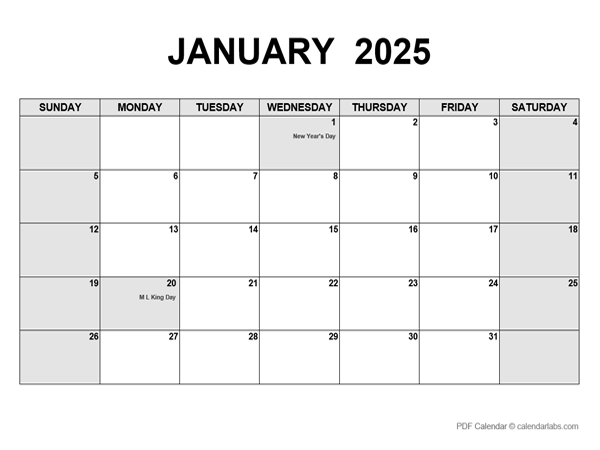 2025 Monthly Calendar PDF Free Printable Templates