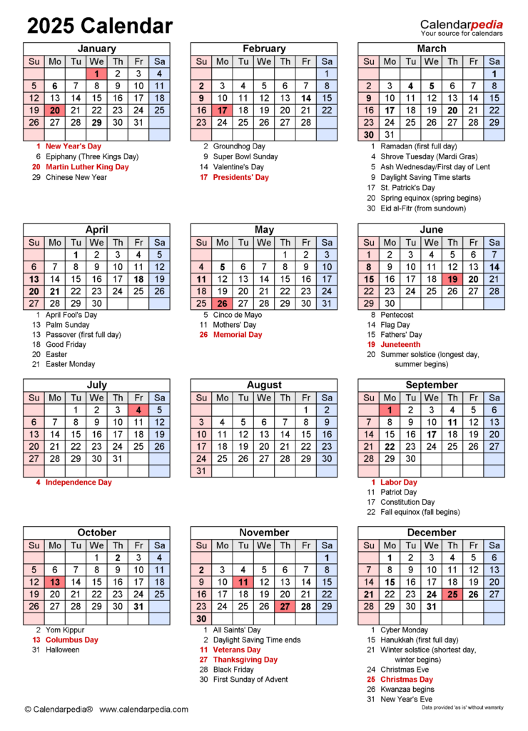 2025 National Holiday Calendar A Comprehensive Guide Beginning Of 