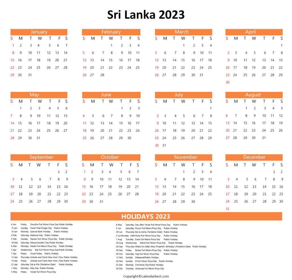 2025 Sri Lankan Calendar With Holidays Calendar January 2025 Printable