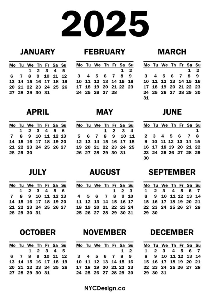 2025 Year Blank Calendar Printable Free Download Angie Bobette