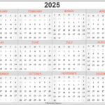 2025 Year Calendar Yearly Printable