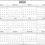 2025 Year Calendar Yearly Printable