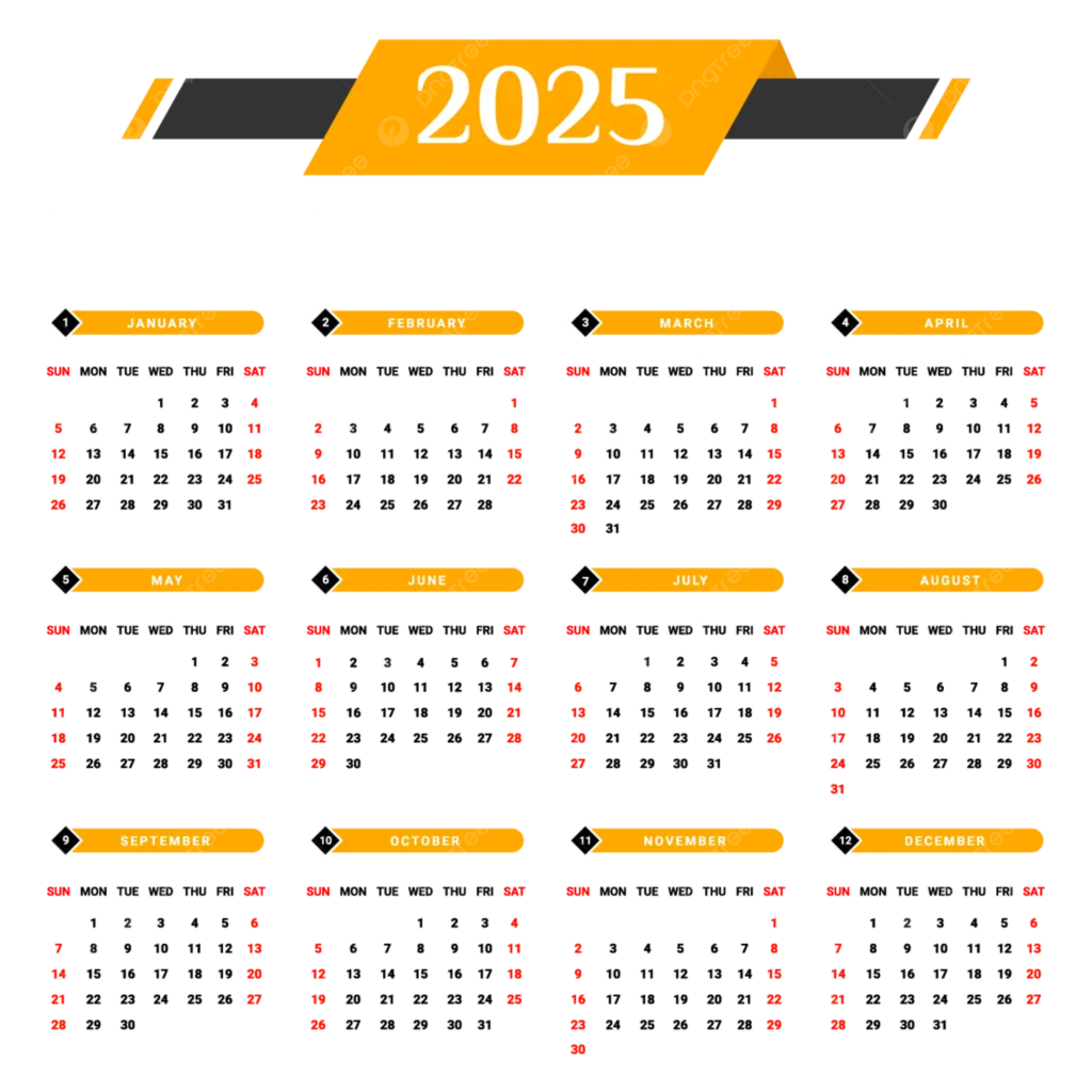 2025 Yellow And Black Calendar With Unique Design Vector Calendar 