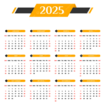 2025 Yellow And Black Calendar With Unique Design Vector Calendar