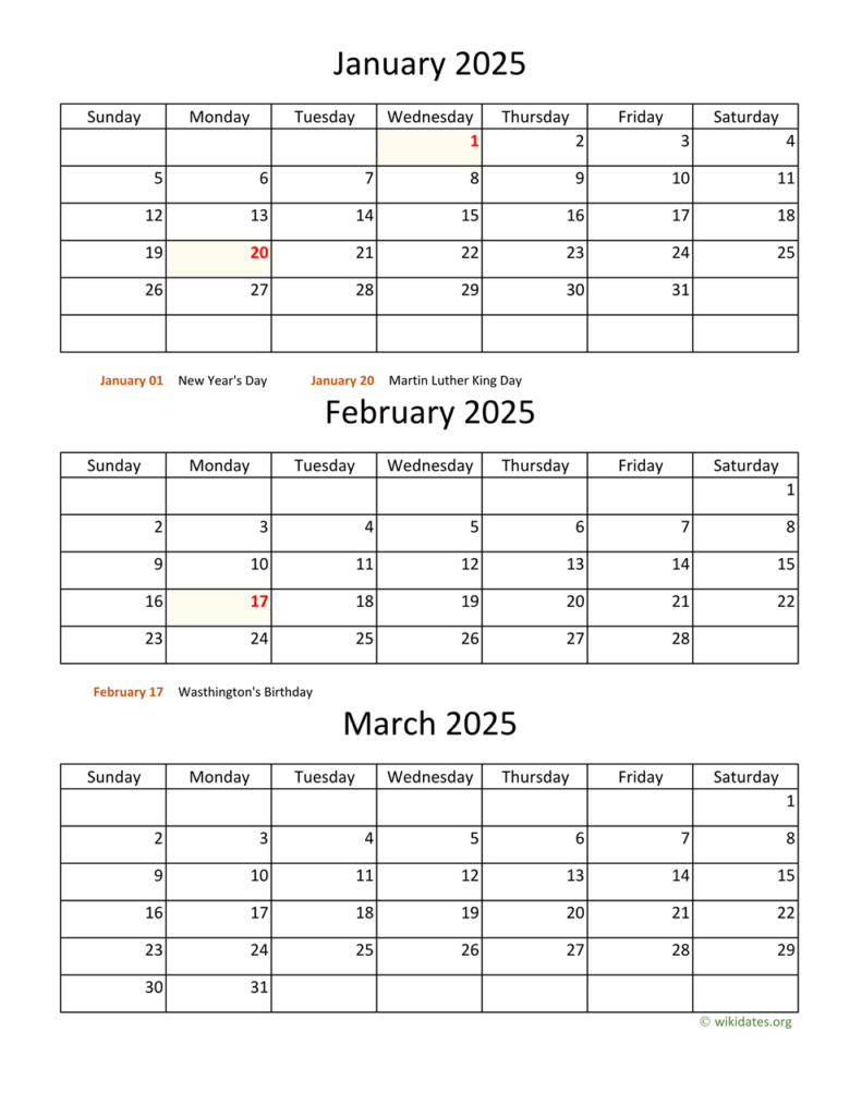 3 Month Calendar 2025 Printable Free Design Printable Calendar 2025