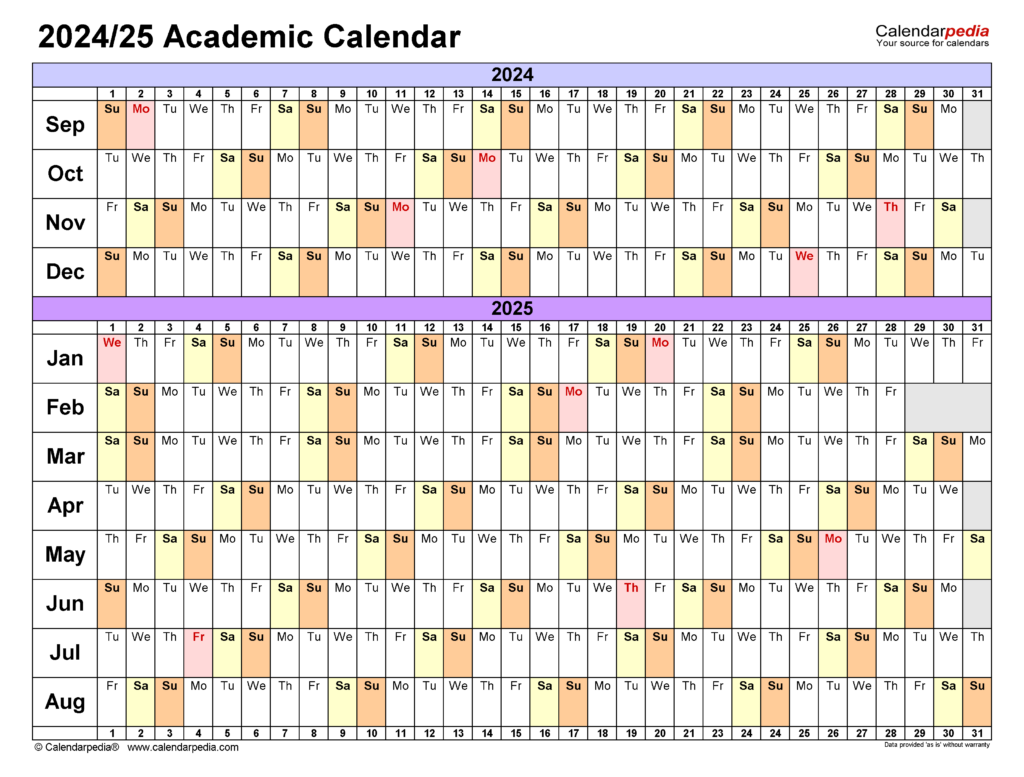 Academic Calendar Fall 2025 Calendar January 2025 Printable