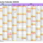 Akademischer Kalender 2025 2026 Als Excel Vorlagen