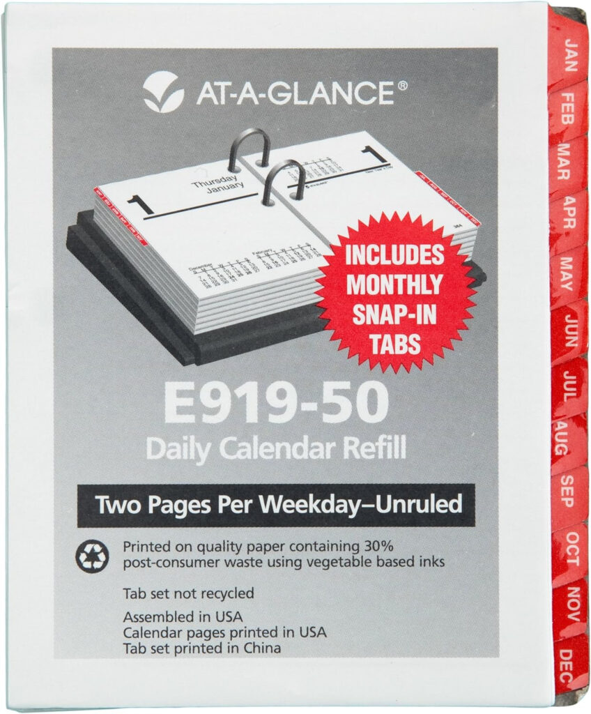 Amazon AT A GLANCE Recycled Compact Desk Calendar Refill 3 X 6 