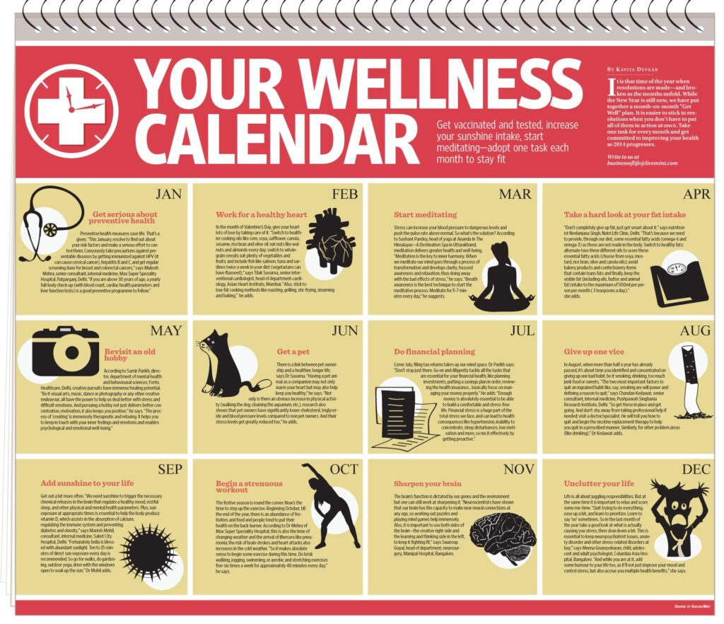 Annual Health Calendar 2025 Tammi Fionnula