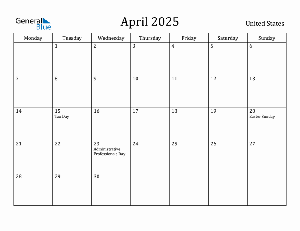 April 2025 Calendar With All Holidays Calendrier 2025 2026 Gratuit