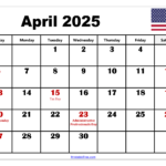 April 2025 Calendar With Federal Holidays Calendrier 2025 2026 Gratuit