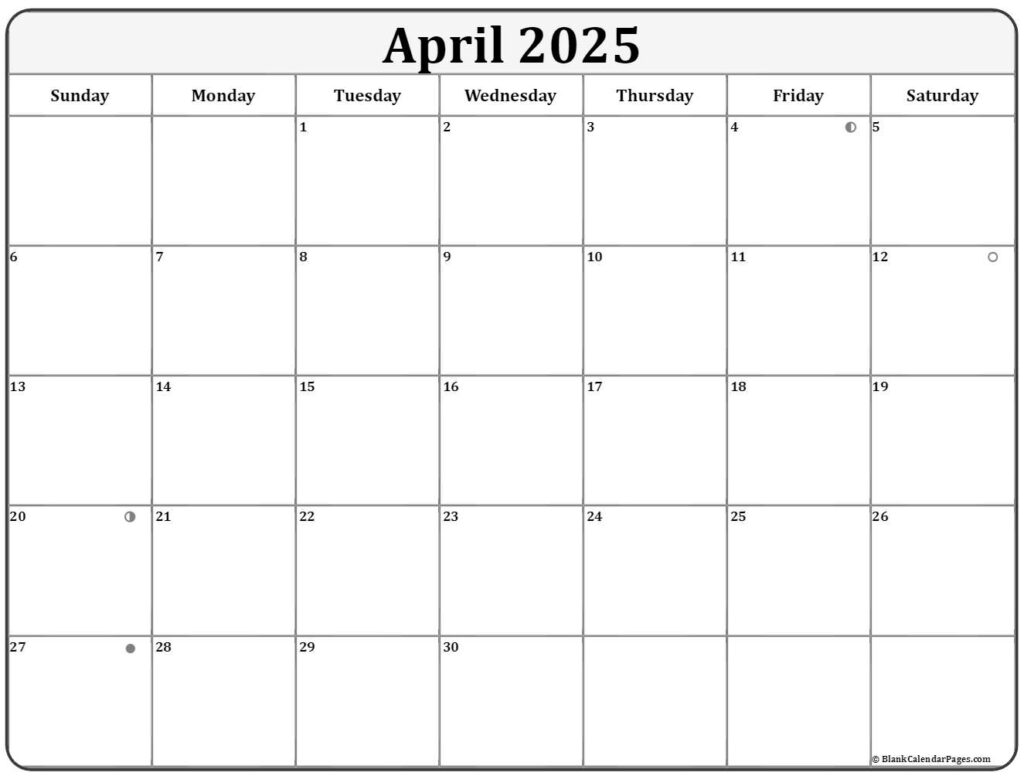 April 2025 Lunar Calendar Moon Phase Calendar