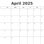 April 2025 Printable Calendar